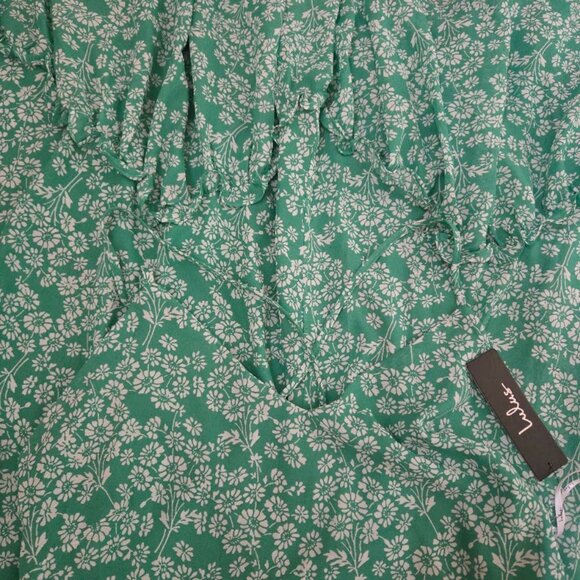 NWT Lulus sz Large Flirty Fleurs Green floral print midi spaghetti strap dress - Picture 5 of 6